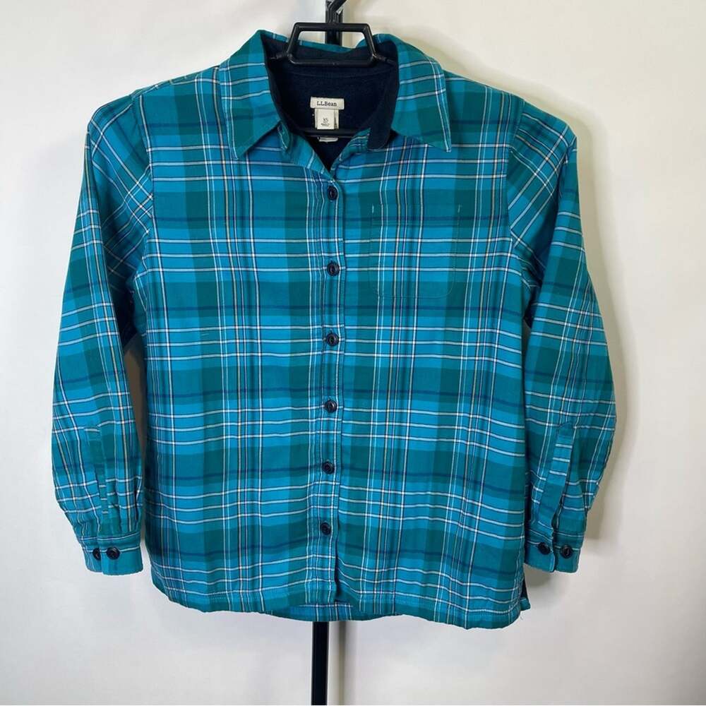 LL Bean Blue Black Plaid Long Sleeve Shirt Size XS Women’s